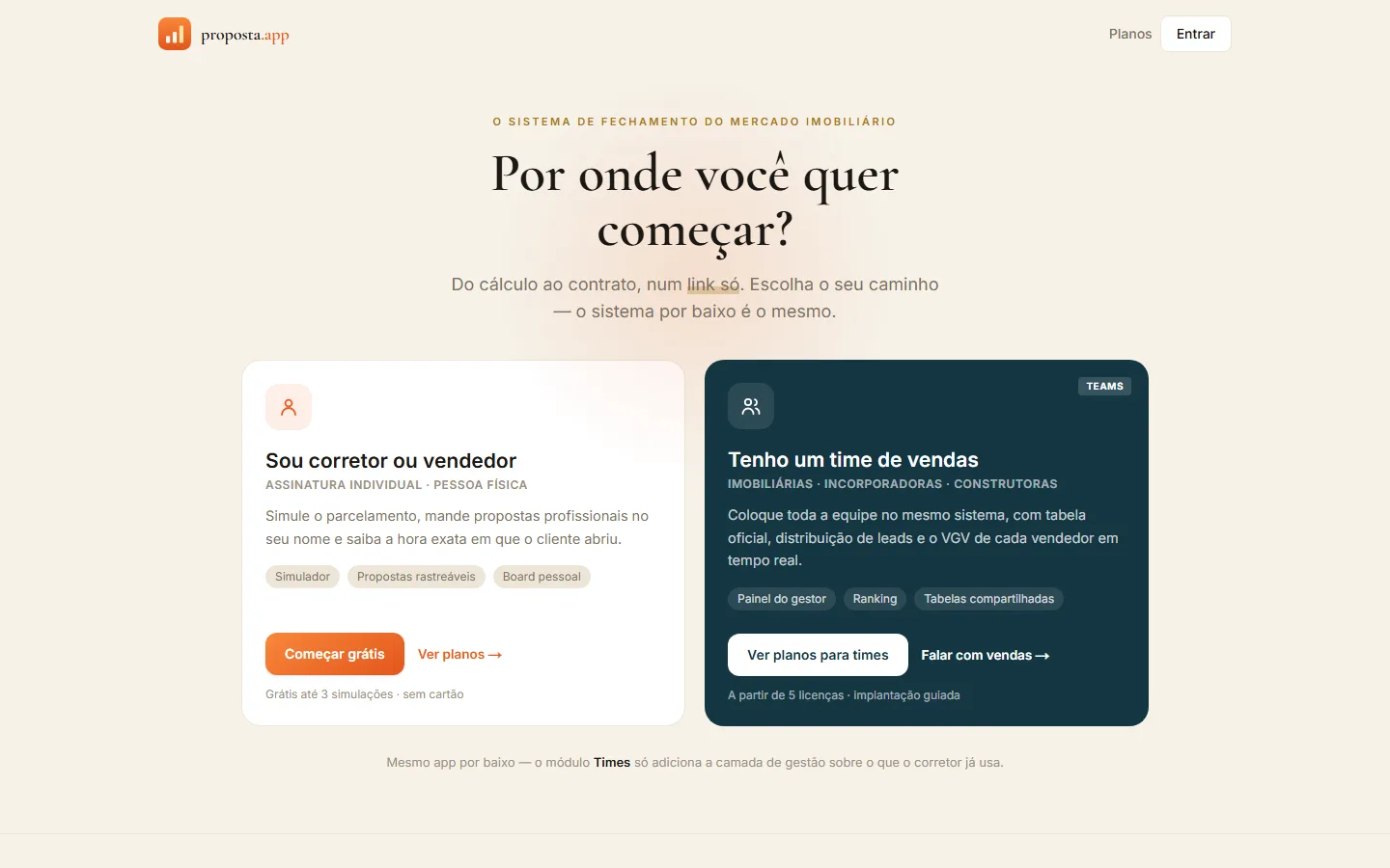 Tela do proposta.app